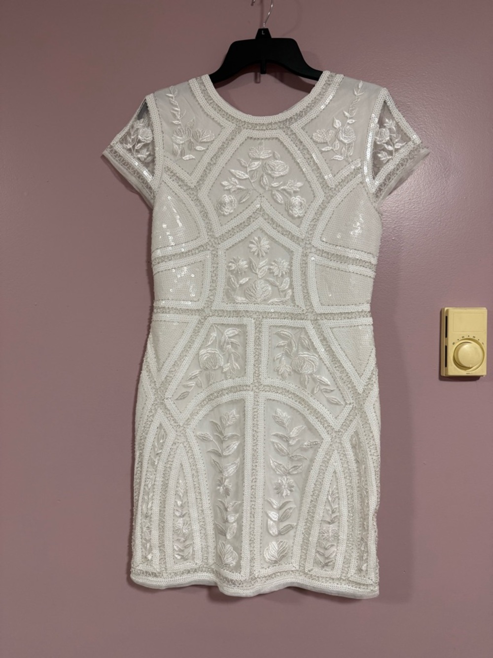 Lulu's White Embellished Floral Sequin Mini Dress